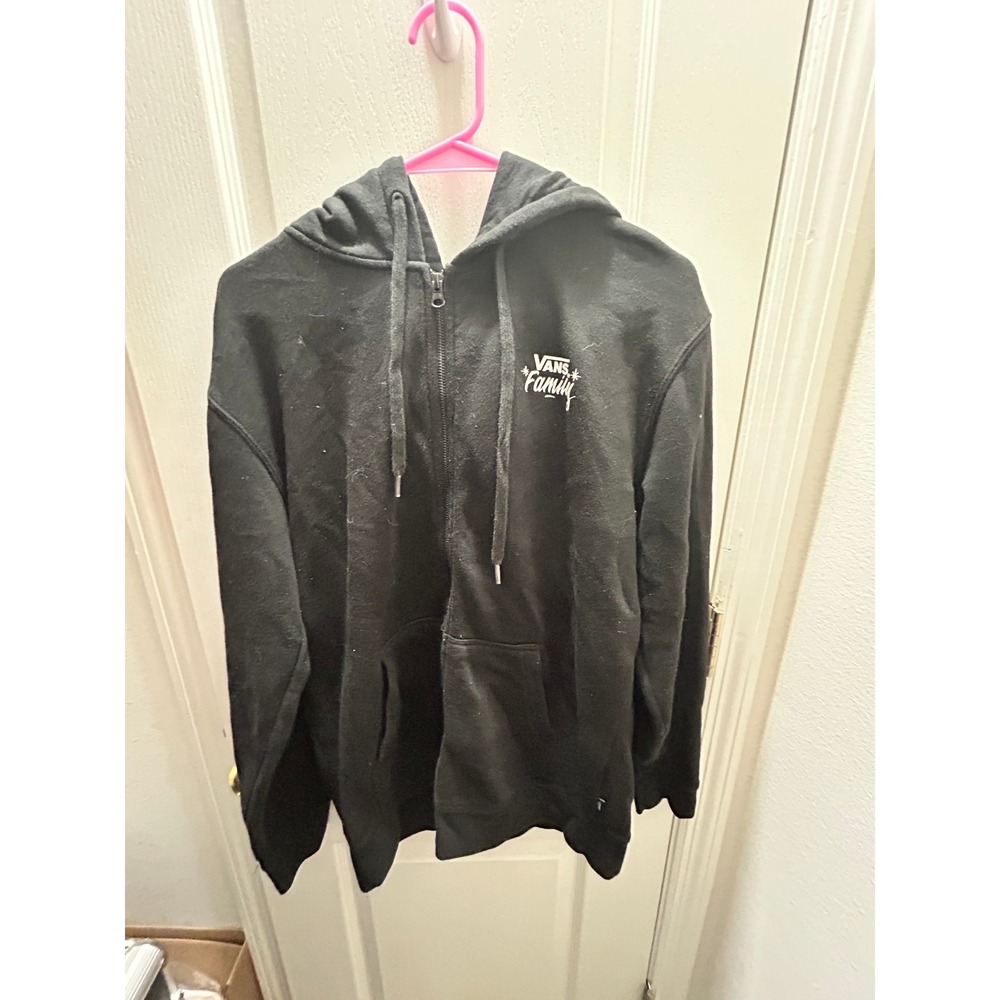 Vans Family Full Zip Hoodie Black Graphic Sweatshirt Small Skate Streetwear